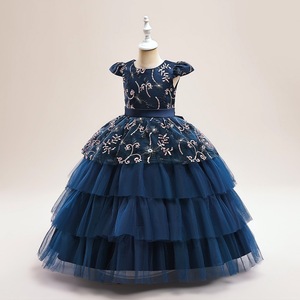 Robe de princesse formelle pour filles, robe de bal en satin et tulle brodée de fleurs, col rond, longueur cheville, robe de fête 4ourcostumes - Product Image 5