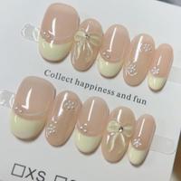 Faux ongles en acrylique ultra-courts, transparents, mignons, souples, à presser, faits à la main, 10 pièces, avec étiquette privée