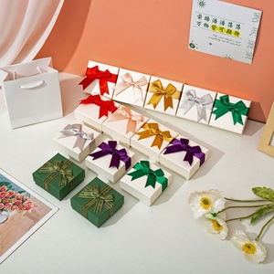 Recyclable Ribbon Bow Jewelry <b>Box</b> Ring <b>Box</b> with Foam Wholesale <b>Cheap</b> Paper White Jewelry <b>Box</b> - Product Image 4