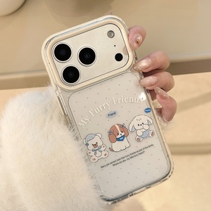 <span class=keywords><strong>Coque</strong></span> de téléphone transparente antichoc avec motif de chiots bleus mignons, protection transparente anti-chute pour iPhone 12 13 15 16 17 Pro Max - Product Image 1