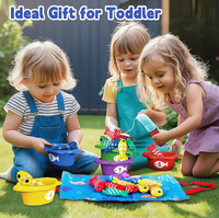 Nouveau jeu de pêche en tissu Montessori 22 pièces, jouet sensoriel d'apprentissage pour bébé avec gobelets empilables et rangement, jeu de tri des couleurs amusant pour enfant