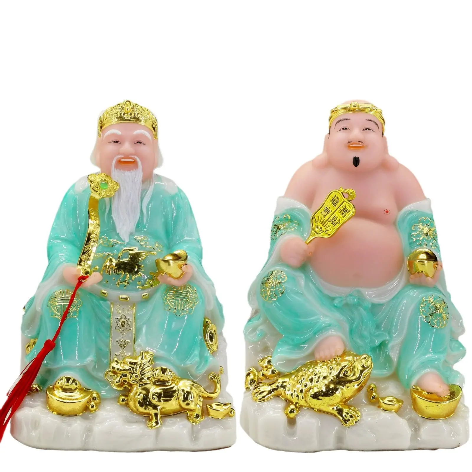 Resin Crafts Feng Shui Laughing Buddha Statue Vietnam Land God Of Wealth Statue Home Living Room Worship Fortune Decoration