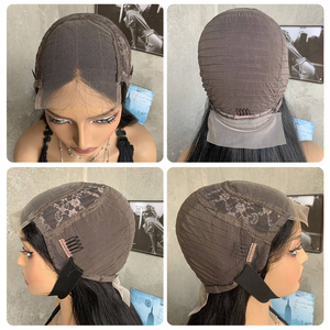 Peluca de Cabello Largo y Liso, 80% Humano + 20% Sintético, con Cierre de Encaje Transparente HD 4x4, para Mujeres Afroamericanas, Pelucas de Cabello Mixto Económicas - Product Image 4