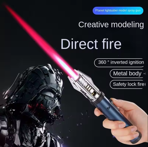 KL-002 Powerful Red Flame Zinc Alloy Torch Lighter Adjustable Rotatable Jet Flame Long <b>Pen</b> Refillable Eco-Friendly for Camping - Product Image 2