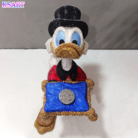Figura de Pato con Incrustaciones de Cristal y Diamantes de Imitación, Pato con Traje Azul y Maletín de Dinero, Decoración de Resina de Lujo para Escritorio, Estilo Pop Art