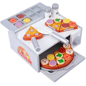 High Simulation Pizza Cutting Game Play House, Role-playing Kitchen Toys Children&#39;s Wooden Customized Logo Wood Unisex Multi