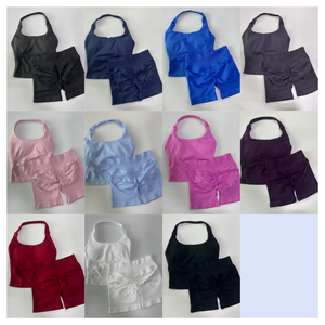 ชุดออกกำลังกาย <span class=keywords><strong>2</strong></span> ชิ้น สำหรับผู้หญิง ชุดโยคะแบบสายคล้องคอ ยืดหยุ่นสูง เสื้อแขนกุด พร้อมกางเกงขาสั้นเอวสูง ช่วยยกสะโพก เหมาะสำหรับฟิตเนสและออกกำลังกาย - Product Image 2