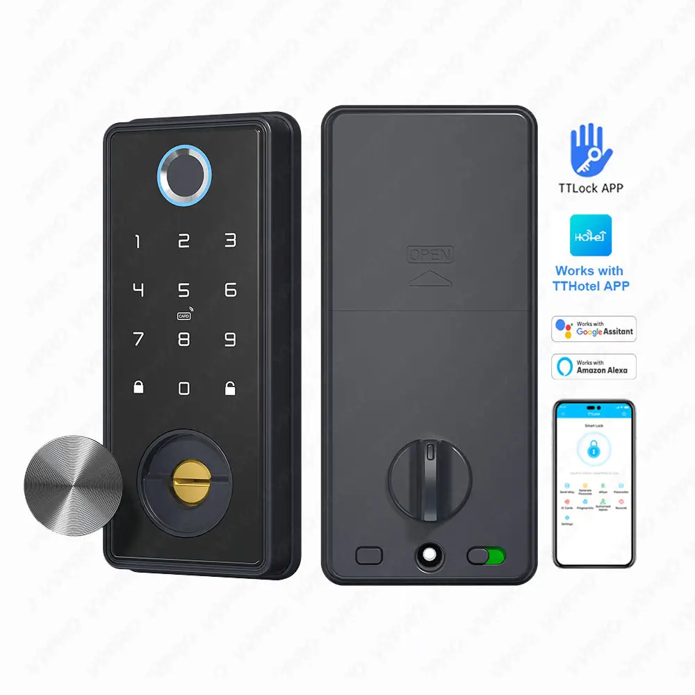 Safe Free Home Hotel Security System Automatic Knob Card Deadbolt Keypad Lock QR Code Smart Digital Door Lock