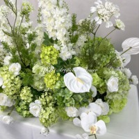 Groothandel Real Touch Kunstbloemen voor looppaden, witte hortensia bloemen, bruidsgang bloemen, bruidsboeket