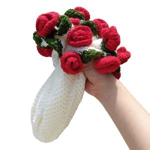 Crochet <b>Flower</b> <b>Bouquet</b> Graduation Handmade Knitted Rose Throw Blanket <b>Flowers</b> Summer Blankets Birthday Gifts - Product Image 1