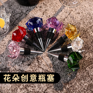 Bouchon de bouteille de vin en cristal, design ours rose, pour sceller les bouteilles de vin - Product Image 2