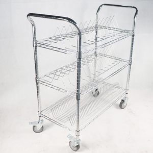 ESD SMT Carrete Rack Holder Carro de almacenamiento rodante Estante de alambre de acero cromado <span class=keywords><strong>con</strong></span> <span class=keywords><strong>ruedas</strong></span> Carro de transferencia de taller - Product Image 1