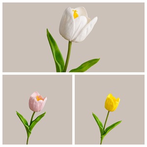 Tulipe artificielle CallaFloral à branche unique, blanche, rose, jaune, style Ins, décoration d'intérieur, fleurs de mariage - Product Image 3