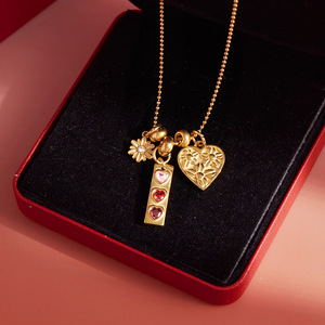 สร้อยคอจี้รูปหัวใจสแตนเลสประดับเพชรเทียมรูปดอกเดซี่สีทองสำหรับผู้หญิงเป็นของขวัญเครื่องประดับ - Product Image 4