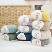 Fil mélangé 30% soie de mûrier 70% mohair superfin, tricoté à la main, écharpe en tricot, anti-boulochage, technologie OE, fil mélangé teint