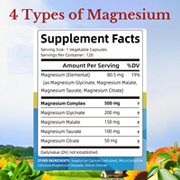 Complément de magnésium complexe GMP pour le sommeil et la santé cardiaque, 120 capsules végétaliennes, capsules de magnésium à absorption élevée
