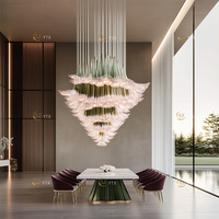Lustre en verre soufflé à la main en forme de fleurs superposées, grand luminaire suspendu personnalisé pour hôtel, salle à manger, hall, villa