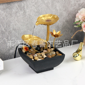 Feng Shui Water Feature Small Fountain Desk Decor Iron And Plastic Craft Item Office Supply Irregular Shape Single Piece Package - Product Image 2