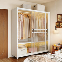 Armoire-penderie coulissante en acier 2026 avec étagères sur mesure directement de l'usine, rangement multi-niveaux pour l'organisation de la chambre à coucher à domicile