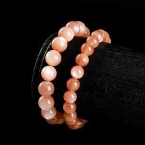 Pulsera de Piedra Redonda de Piedra Solar Naranja 7A, Piedra Lunar Melocotón, Promueve la Vitalidad, la Positividad y la Creatividad, Pulsera de Piedras Preciosas para Mujer - Product Image 6