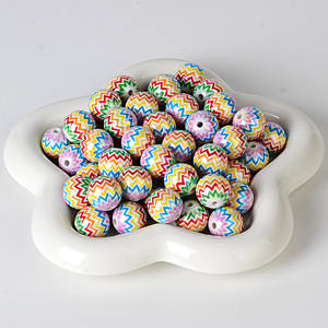 Chaîne de téléphone portable, porte-clés, accessoire de voiture en acrylique rond de 16 mm, motif vague arc-en-ciel imprimé, tendance, pour DIY, stylo perlé - Product Image 5