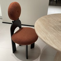 {Earring Chair} Chaise de salle à manger rembourrée en tissu à dossier haut style crème, tabouret de maquillage pour salon, chaise rétro tendance