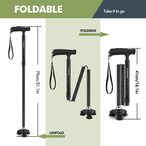 Kinggear Gậy Đi Bộ Gấp Gọn Điều Chỉnh Được Gậy Đi Bộ Gấp Gọn Bằng Nhôm 4 Khúc Cho Nam Nữ - Product Image 3