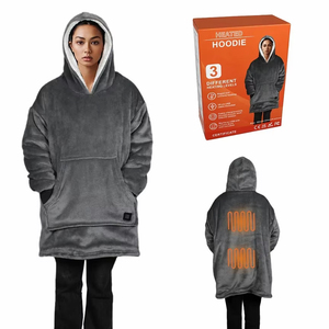 Heated <strong>Hoodie</strong> for Home Office 3 Heating Levels USB Electric Wearable Blanket Oversized Flannel Fleece <strong>Snuggie</strong> Blanket - Product Image 6