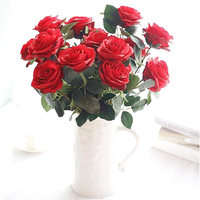 Rosas Artificiales, 7 Cabezas, Arreglo Floral Artificial, Ramo de Seda para Decoración del Hogar, Oficina, Fiestas y Bodas