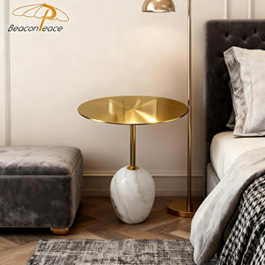 Mesa de Centro Redonda de Lujo Nórdico, Base de Mármol para Interiores, Hotel, Balcón, Mesa Auxiliar para Dormitorio, Sala de Estar - Product Image 4