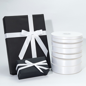 Factory Custom Recyclable 38mm Single/Double Faced Satin <strong>Ribbon</strong> Gift Printed <strong>Ribbon</strong> Roll Polyester Custom <strong>White</strong> <strong>Ribbon</strong> With Logo - Product Image 5