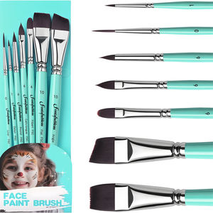 Pinceaux de peinture acrylique personnalisés en poils synthétiques de qualité supérieure Fontainebleau, pinceaux plats, angulaires et ronds pour le maquillage du visage, 7 pièces/ensemble - Product Image 1