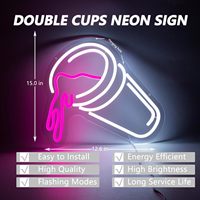 Enseigne Néon Double Tasses Dimmable Rose LED Lumières Décoration Murale Bar Man Cave Neon Light Signs Bedroom Pub Bar Accessories Neon