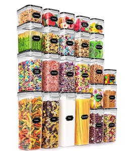 Recipientes Herméticos para Almacenamiento de Alimentos - Organizador de Cocina de Plástico para Harina, Cereales, <span class=keywords><strong>Pasta</strong></span> y Frutos Secos, Apilables con Tapa Transparente - Product Image 6