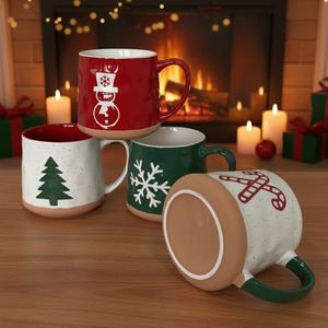 <b>Large</b> Capacity 15OZ Porcelain Christmas Pattern Milk Mugs for Tea Coffee Party Use <b>Gift</b> <b>Box</b> Packaging Dishwasher Microwave Safe - Product Image 2