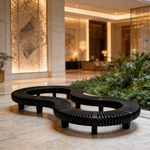 Banc long de loisirs Y522 en bois massif de qualité supérieure, design artistique et sur mesure, pour café, assise durable en bois naturel - Product Image 6