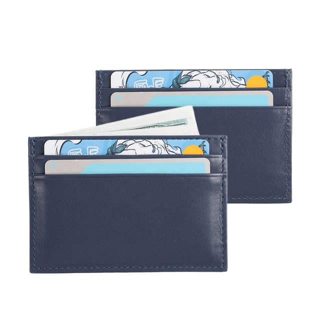 Wholesale Premium Handmade Stylish Cute Customized Scratch-resistant PU Leather 5 Bank Card Slot Protection Holder Clip