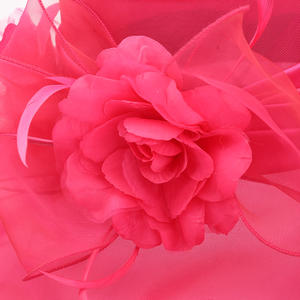 Ladies Wedding Tea Party Feather/Net Wide Brim Red Pink Sinamay <strong>Ascot</strong> Church <strong>Hats</strong> Fascinator <strong>for</strong> Women Kentucky Derby <strong>Hat</strong> - Product Image 4