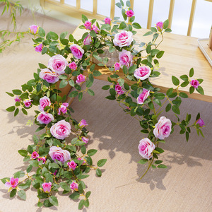 Silk Rose Vine Artificial <b>Flowers</b> For Wedding Home Decor Window <b>Display</b> <b>Flower</b> Wall Romantic Dreamy Style High Simulation - Product Image 2