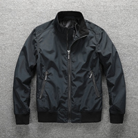 Blouson aviateur de haute qualité en toile noire à col montant, imperméable et coupe-vent, personnalisé pour homme, style varsity