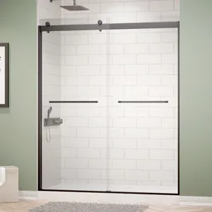 Porte de douche coulissante en verre trempé SGCC écran de porte de douche coulissante sans cadre pour hôtel