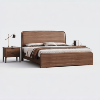 Neues Doppelbett im chinesischen Stil aus massivem Ulmenholz mit abgerundeten Ecken; geeignet für Schlafzimmer zu Hause, Hotels und Apartments.