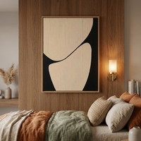 Peinture à l'huile 3D moderne Wabi Sabi à texture épaisse, peinte à la main, abstraite noire et beige, sur toile, taille personnalisable pour chambre à coucher