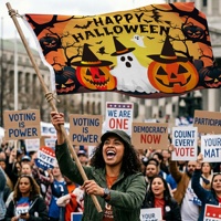 Drapeau personnalisé économique 3x5 pieds pour Halloween, maison hantée, bannière de fond extérieure en polyester robuste pour fête