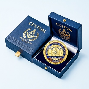 Monete Commemorative Personalizzate in Stile Massonico con Simboli Esoterici, Placcate in Bronzo e Ottone Smaltato, Stile Vintage - Product Image 1