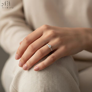 Anillo de Oro Blanco Sólido de 18K de Diseño Simple y Alta Calidad con Diamantes Naturales, Sin Piedra Principal, Regalo para Anillo de Bodas para Mujer - Product Image 6