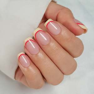 CPNP Beauty Product Short French Square Reusable Fake False Nails Set Wholesale Soft Gel French Tip Press on Nails with Glue - Product Image 2