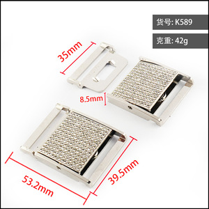 Hebilla de Liberación Lateral de Aleación de Zinc Plateada con Diamantes de Imitación para Bolsos y Cinturones K589, Accesorio de Hardware Duradero y Resistente al Desgaste - Product Image 5