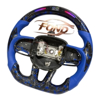Volant personnalisé en fibre de carbone LED pour Dodge Challenger (Hellcat, SRT, R/T, SE) et Charger, fibre de carbone forgée bleue