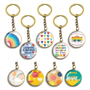 Manufacturer's Crystal Glass Cabochon Pendant Keyring Keychain Promotion Gift Keychain